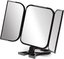 Mupkins Tri-Fold Mirror Hand Held / Stand 3 Way Makeup Shave Mirror Never a Spot