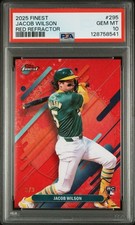 JACOB WILSON - 2025 Topps Finest #295 Rare - Red Refractor /3 - RC — PSA 1 0 