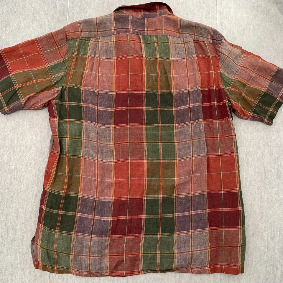 VINTAGE Polo Ralph Lauren Shirt Adult Large Linen Button Up Short Sleeve Mens L - Image 2 of 4