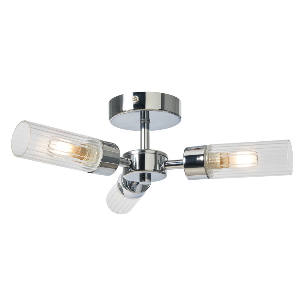 Litecraft Mavis Ceiling Light Bathroom IP44 Rated Semi Flush - Polished Chrome