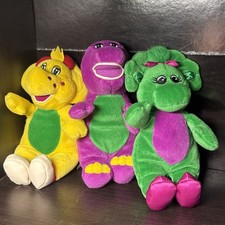GUND Barney, Baby Bop  BJ Beanbag Plush Stuffed Animal Dinosaur Set 7  1997