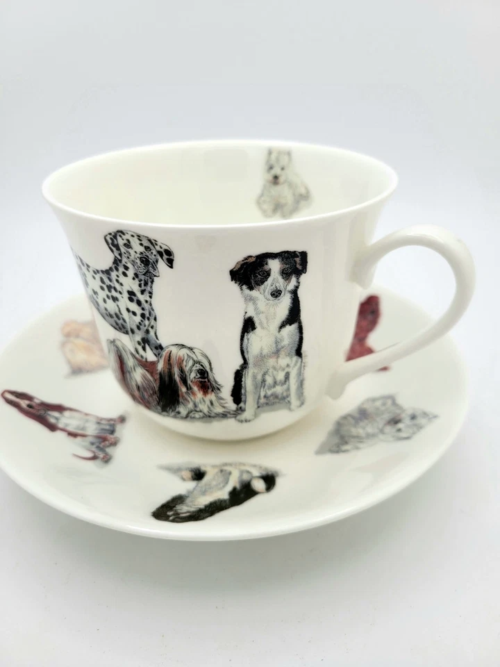 PLATILLO TAZA DESAYUNO PORCELANA HUESO FINO PERROS EN ABUNDANCIA, ROY KIRKHAM, HECHO EN INGLATERRA Foto 2 de 4