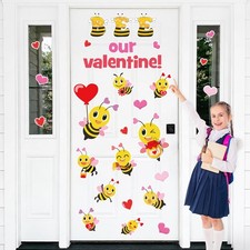 Valentine' s Day Bee Classroom Door Decoration Bulletin Board Set Cute Bee Heart