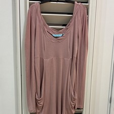 GUESS by Marciano Mauve Casual Dress Long Sleeve Scoop Neck Pullover Pockets M