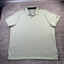 Nike Polo Shirt Mens 3XL XXXL Green Geometric Jacquard Golf Tour Dri Fit