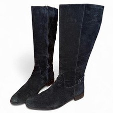 talbots corey2 suede black boots knee high Flat Heel Sz 8 Boho Whimsigoth  Zip