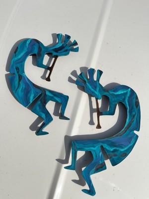 2 Kokopelli Musicians Steel Cut Wall Art Artisan Made