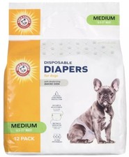 Arm Hammer Dog Diapers Medium 12 Count Leak Proof Ultra Absorbent with Wetness