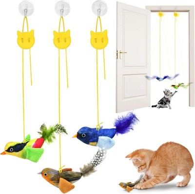 Interactive Cat Toys for Indoor Cats, Retractable Door Hanging Cat Toys with Cat