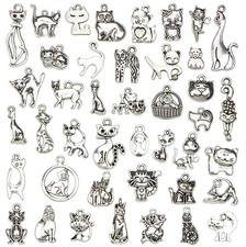 Assorted Cats Pet Charm Pendant for DIY Jewelry Making Accessaries 42pcs,Anti...