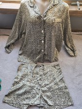 Vintage 2000 Y2K Victoria's Secret Animal Print Cheetah Leopard Satin PJ Set M