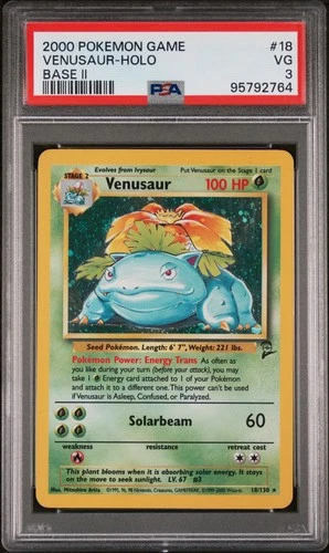 2000 POKEMON BASE SET 2 #18 VENUSAUR-HOLO PSA 3