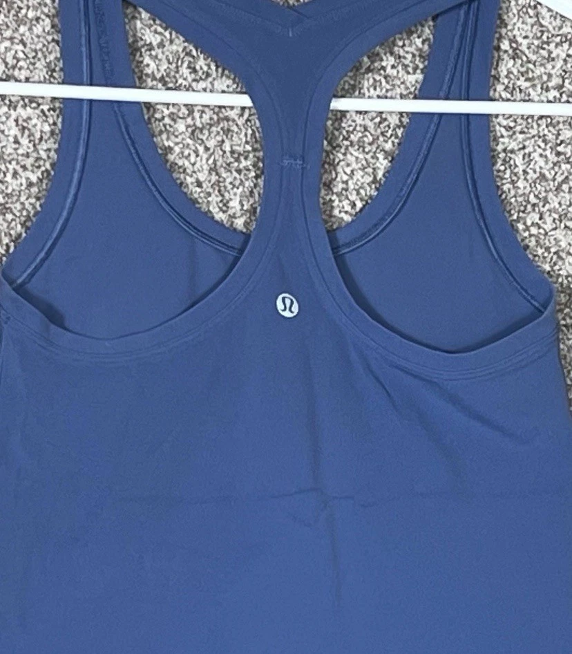 Camiseta sin mangas Lululemon Power Y para mujer 6 azul sujetador incorporado espalda deportiva yoga gimnasio Foto 3 de 4