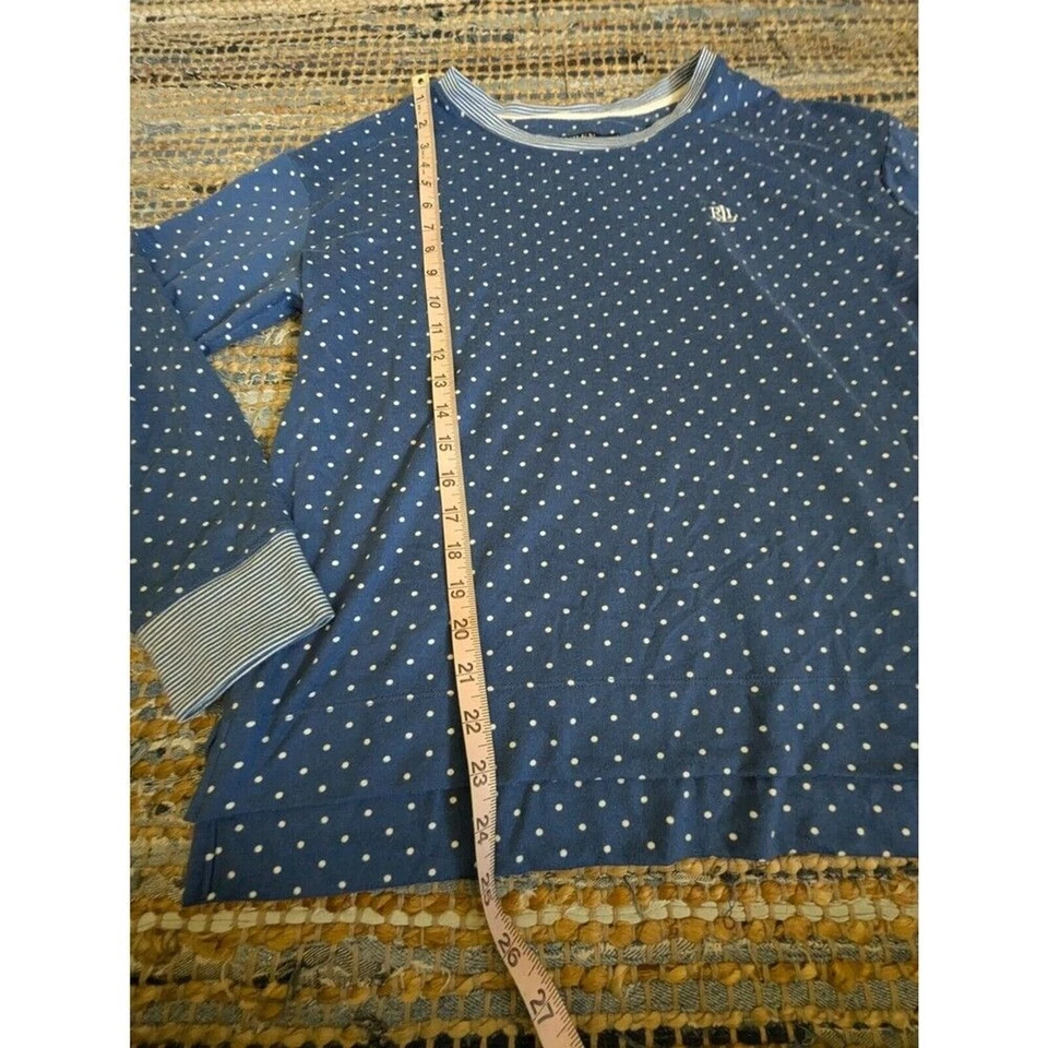Top de pijama Ralph Lauren etiqueta negra M azul timbre rayas lunares blancas preppy Foto 3 de 4