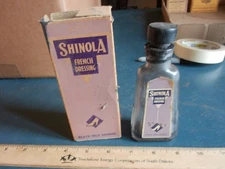 Vintage empty Glass Bottle with Box Shinola French Dressing Lot 25-40-T4
