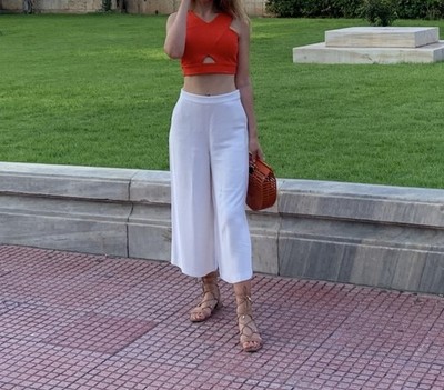Massimo Dutti, Culotte Hose, Weiß, Größe 38