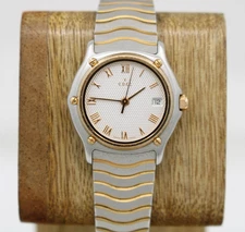 EBEL Sport Classique Two Tone 18K Gold 27mm Silver Dial Date Watch 1087123