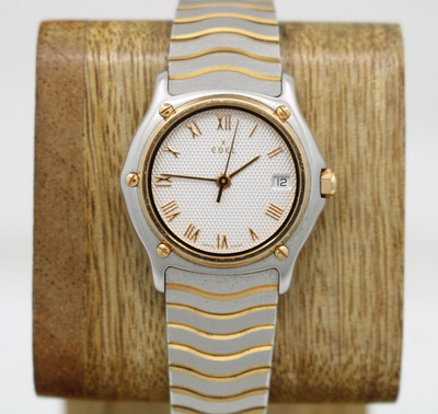 EBEL Sport Classique Two Tone 18K Gold 27mm Silver Dial Date Watch 1087123