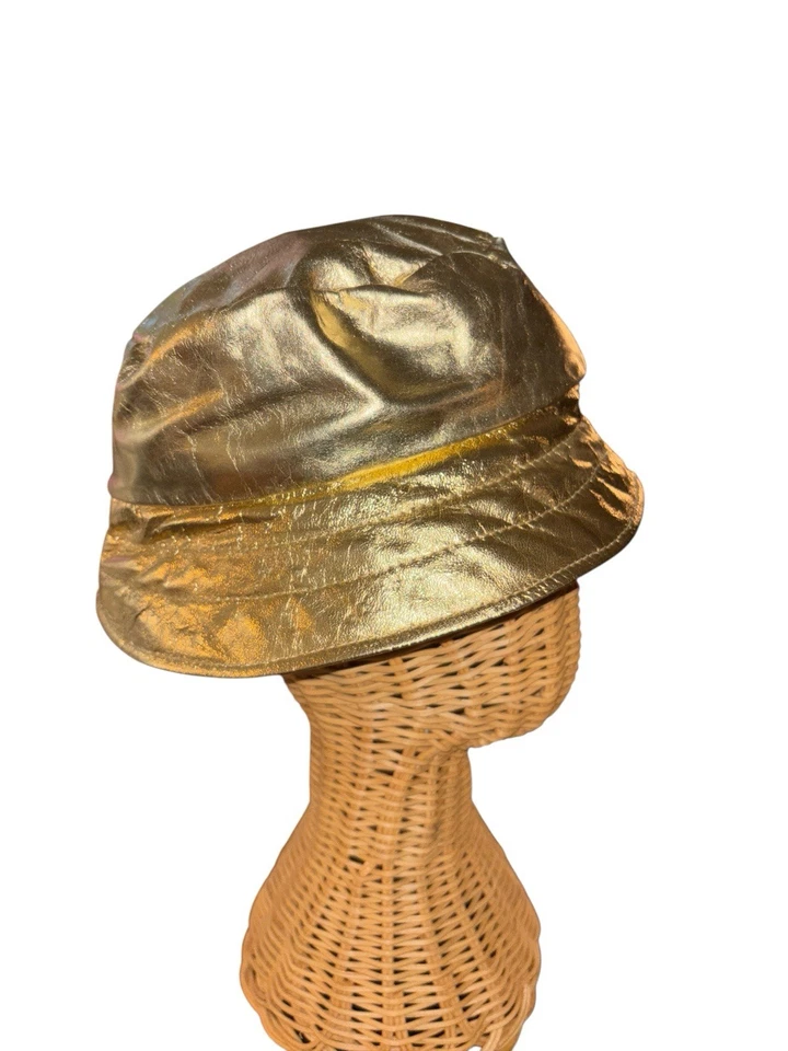 Metallic Gold Leather Made In USA Bucket Hat Women’s - Image 2 of 4