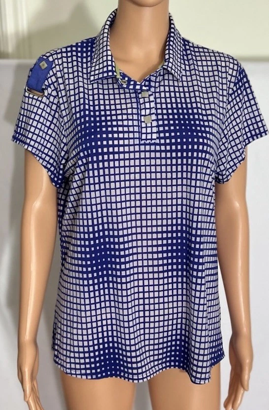 Camisa de golf para mujer JAMIE SADOCK plateada con tachuelas a presión Top Polo talla grande nueva sin etiquetas Foto 3 de 4