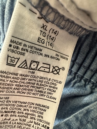 Girls Old Navy Lightweight Cotton Blend Pull On Pants; Chambray Blue; Sz XL (14) - Picture 11 of 11