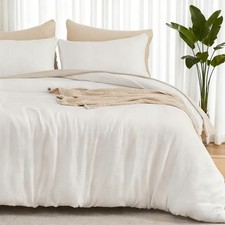 Muslin Cotton Duvet Cover Set Cream White King 02 - Cream White No Comforter 
