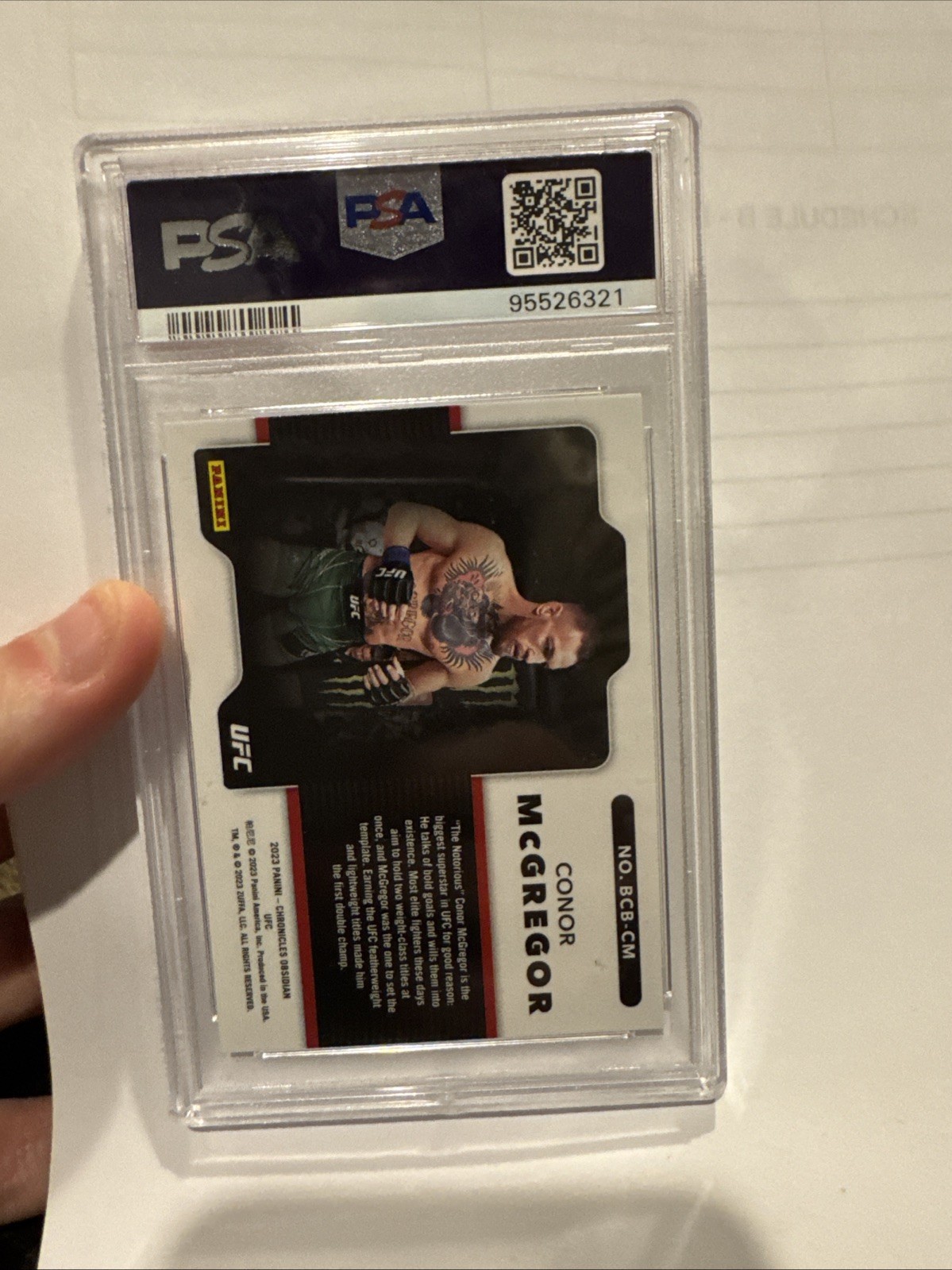 Conor Mcgregor 2023 Panini UFC Obsidian Black Color Blast Card #BCB-CM PSA 9 view 2