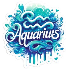Aquarius Blue Zodiac - Vinyl Decal Sticker - Car Window Laptop - 5