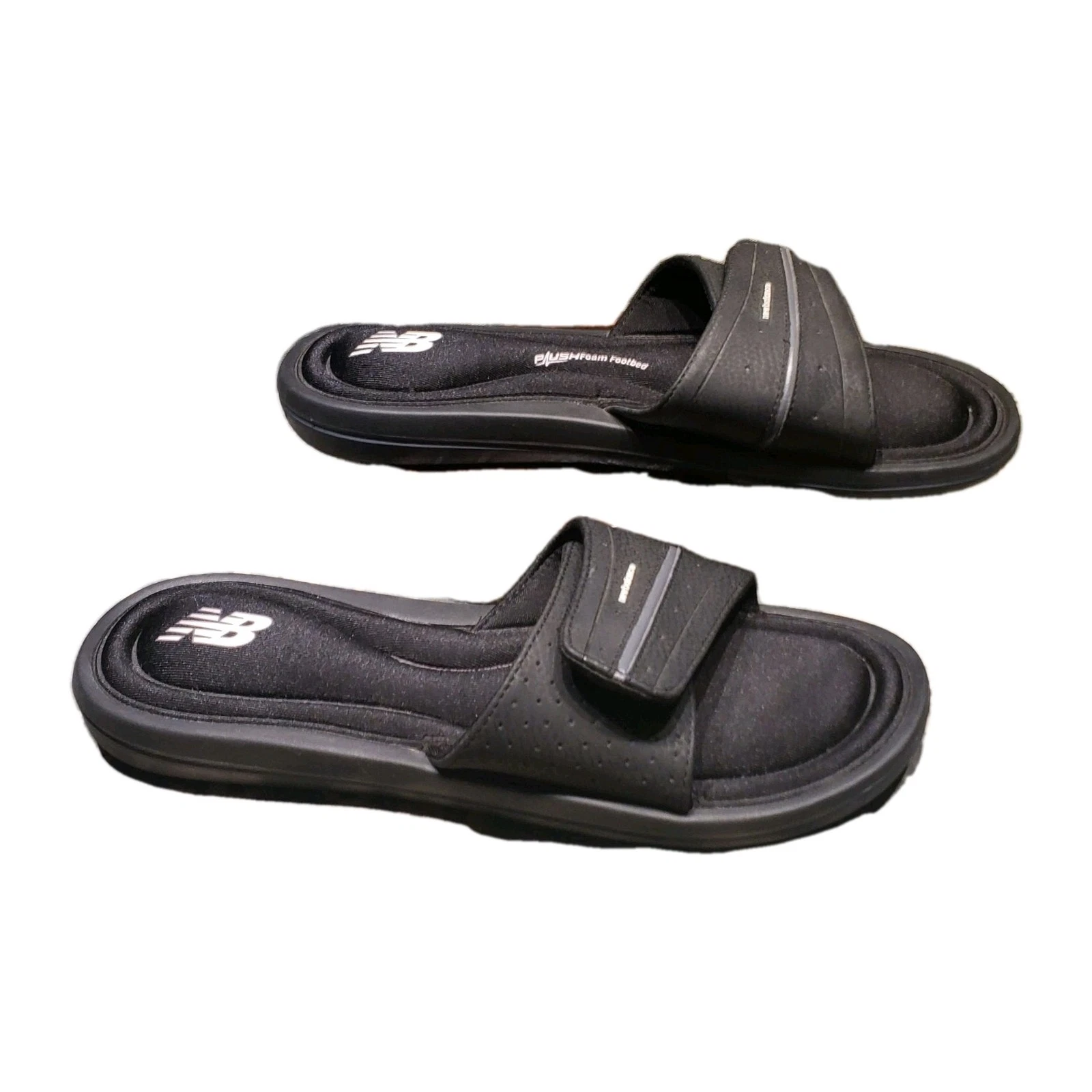 Sandali New Balance slip on slides donna taglia 10 neri plantare in schiuma di peluche