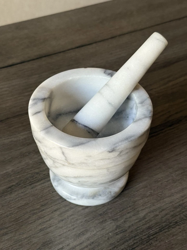 Juego de mortero de mármol de colección tazón de alta resistencia molinillo de especias trituradora de hierbas cocina Foto 2 de 4