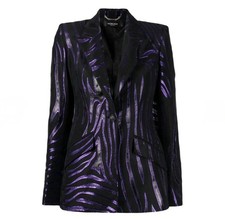 Versace Runway SS23 Black Purple Zebra Jacquard Blazer Jacket 50 4450