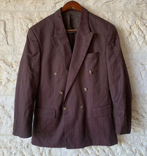 Vintage Wool blend double breasted gangster burgundy classic suit 42R