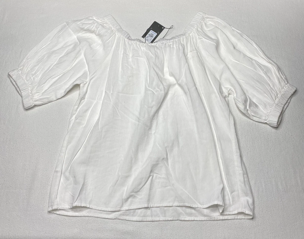Primark Womens Top sz 8 White Off The Shoulder Linen Blend Lightweight New