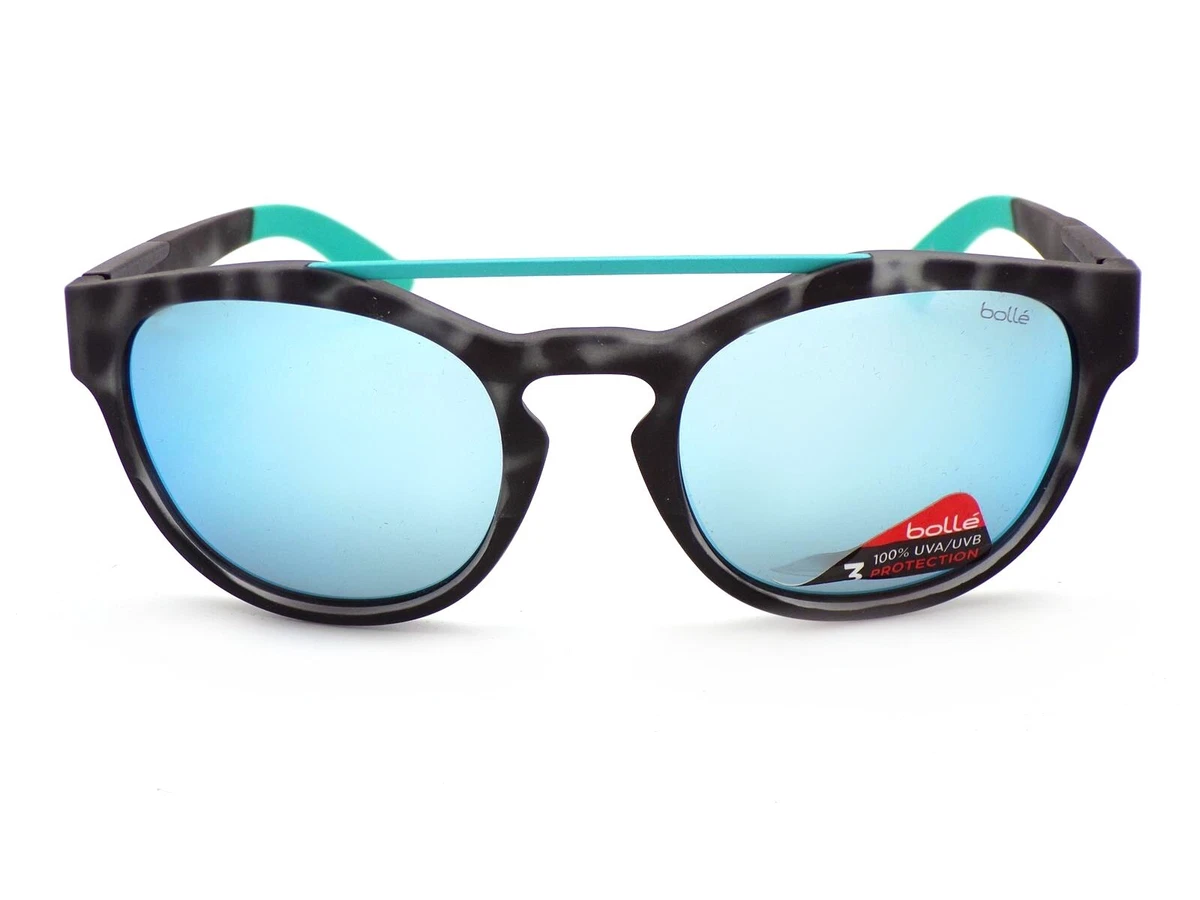 Bolle Boxton Sonnenbrille Gummi Schwarz Landschildkröte Mit Tns Eisblau Linsen