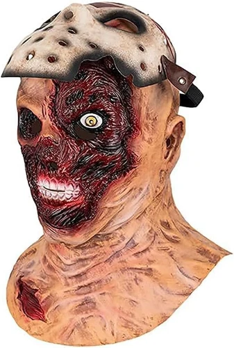 Jason Mask Halloween Rotten Face Killer Hockey Masks Double Layer Horror Zombie - Picture 7 of 7