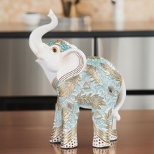 6"H Thai Elephant in Baby Blue Figurine Ornament Home Decor Unique Gift