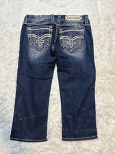 Rock Revival Julie Capri Jeans 30 10 Embellished Denim Embroidered Thick Stitch