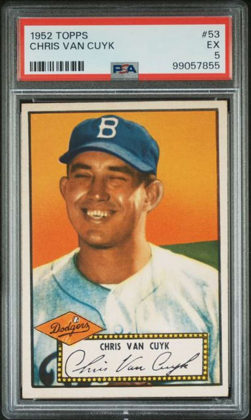 1952 Topps #53 Chris Van Cuyk Red Back PSA 5 RC Rookie Dodgers (7855)