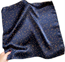 100% Silk 20" small Square Scarf Women neckerchief Wrap dot yellow blue WY130