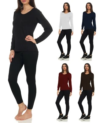 MARKENLOS Funktionswäsche Damen Set Langarm Shirt + Leggings Thermo Skiunterwäsche 36-42