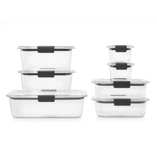Rubbermaid Brilliance StainShield Contenitori in Plastica per Conservazione Alimenti, Set da 14 Pezzi - Foto 4 di 6