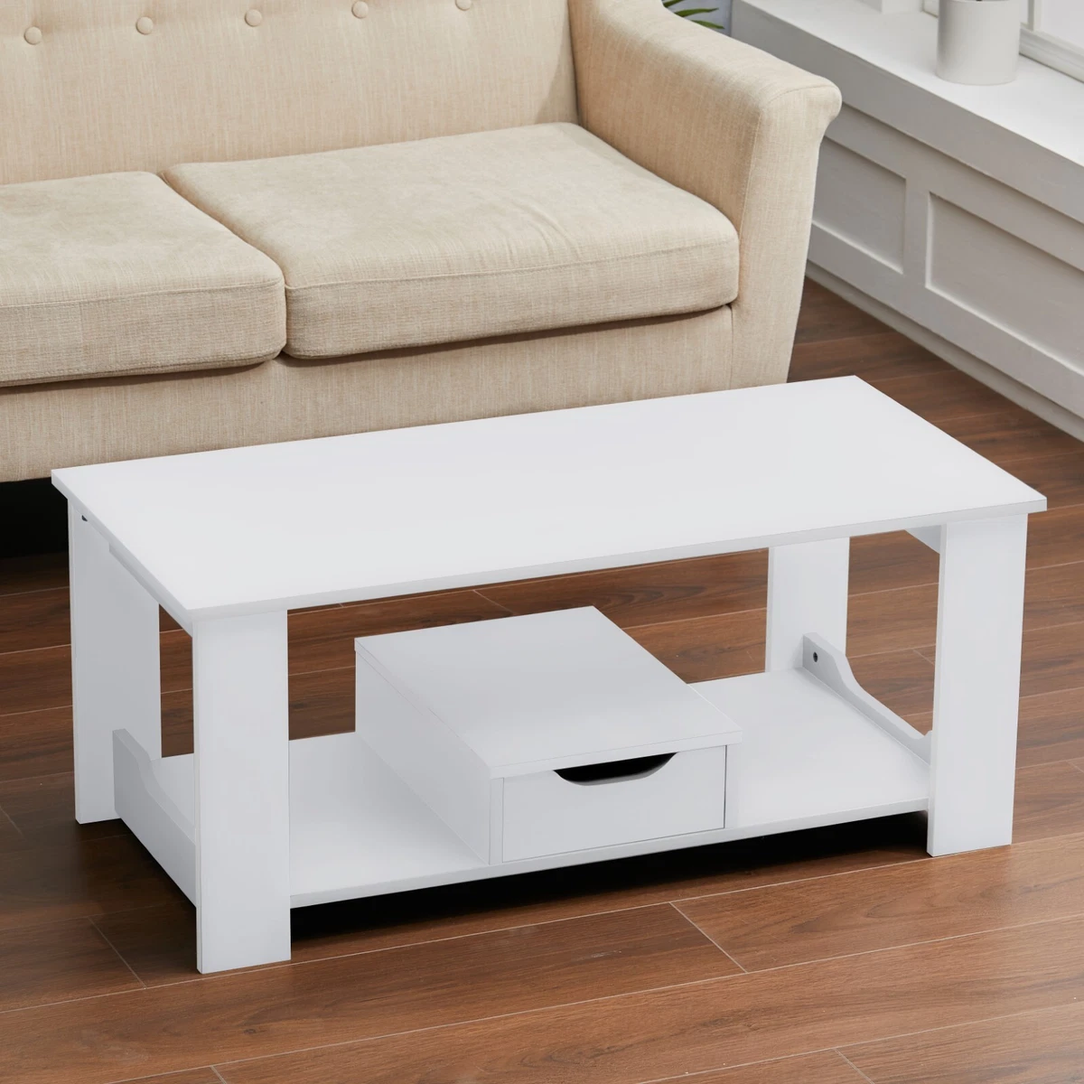Wooden Coffee Table With Storage Modern Living Room Furniture Tea