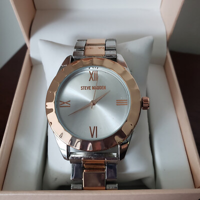 Steve Madden Two Tone Rose Gold/Silver Bracelet Link Watch  display picture 2