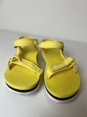Teva Flatform Universal Sandals Womens Adjustable Straps Open Toe Yellow  White