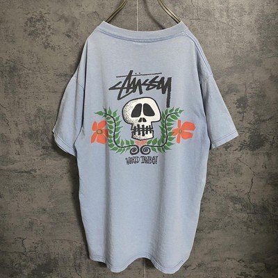 80s Black Tag Made In USA Old STUSSY Skull Flower T-shirt | eBay