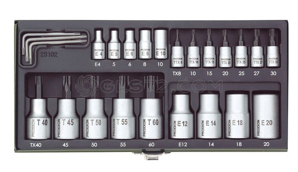 "TX-STECKSCHLÜSSEL-SPEZIALSATZ 24PC SchraubereinsÄTze 1/4\" 1/2\" Proxxon 23102"-image