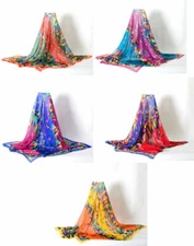 Scarf Bandana Head Wrap Shawl Silk Touch  54'' Large Summer Square Geometric