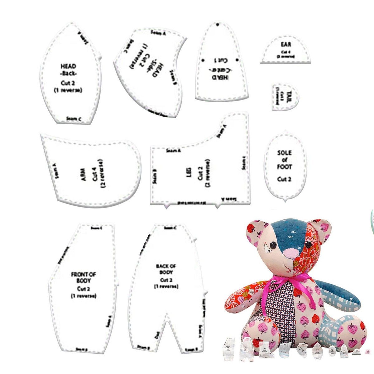 Memory Bear Template Ruler Set(10 PCS) EASY BEGINNER TEDDY | eBay memory-bear-template-ruler-set-10-pcs-easy-beginner-teddy-ebay