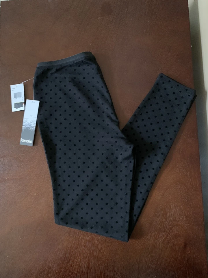 Kensie Mujer Negro Lunares Leggings Pantalones M Foto 2 de 3