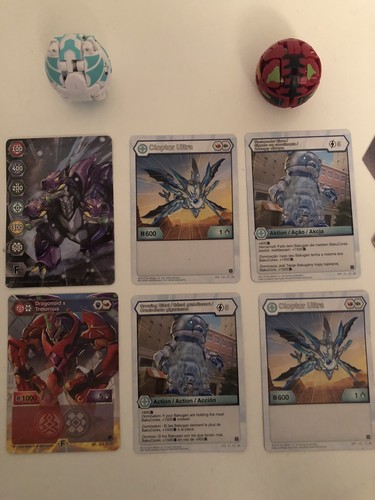 3x Bakugan Kugeln Kugel Sammlung+Karten Magnet Cards Spin Master Grün Weiß Rot - Bild 6 von 7